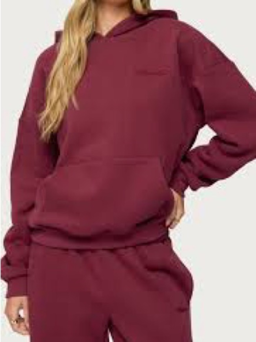 NWT SIZE L Edikted Women's Maroon Oversized Pullover Hoodie